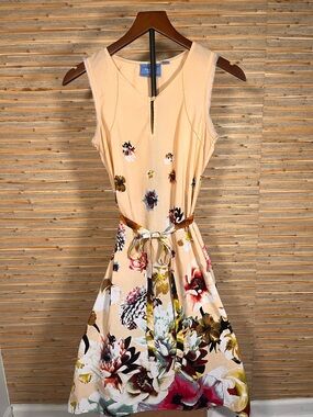Simply Vera Vera Wang Peach Floral Sleeveless Hi-Lo Dress